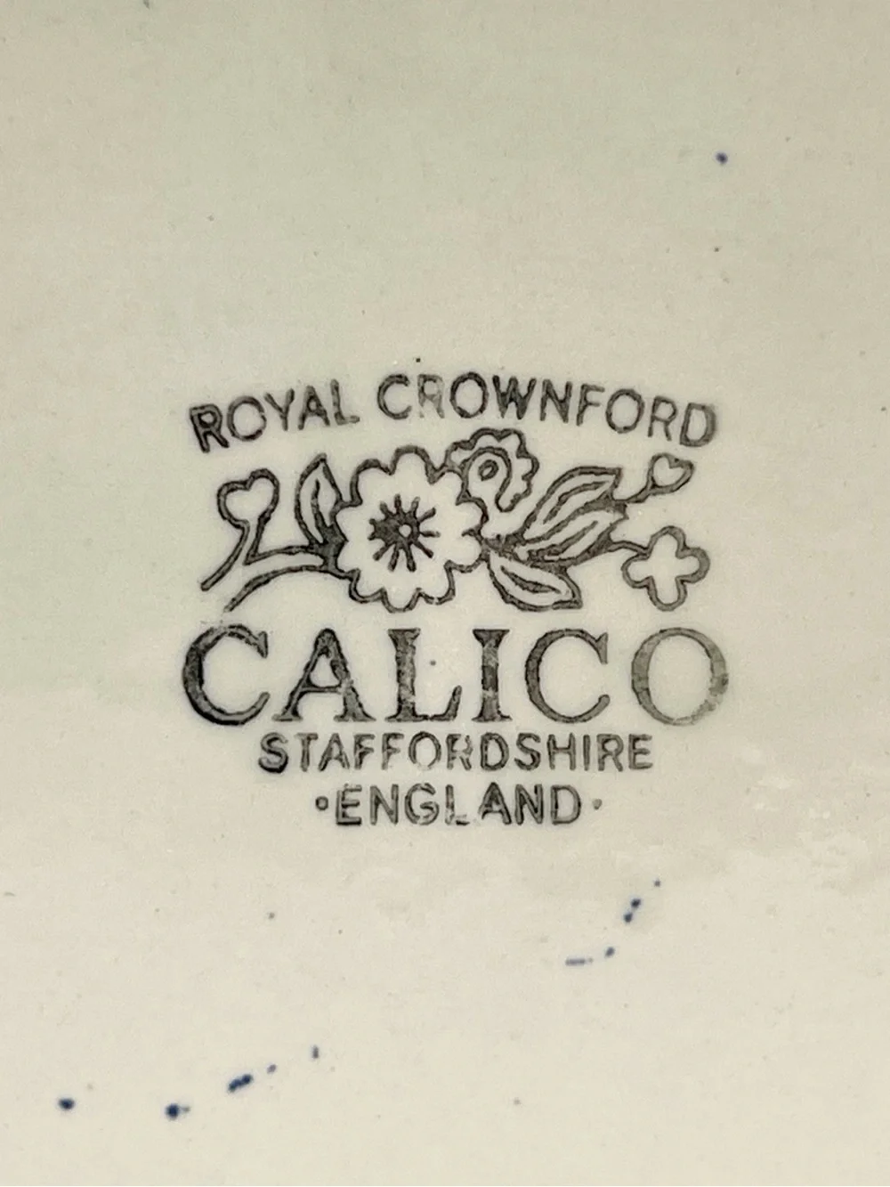 Vintage Royal Crownford Calico Blue & White Lidded Canister Floral Ironstone Jar